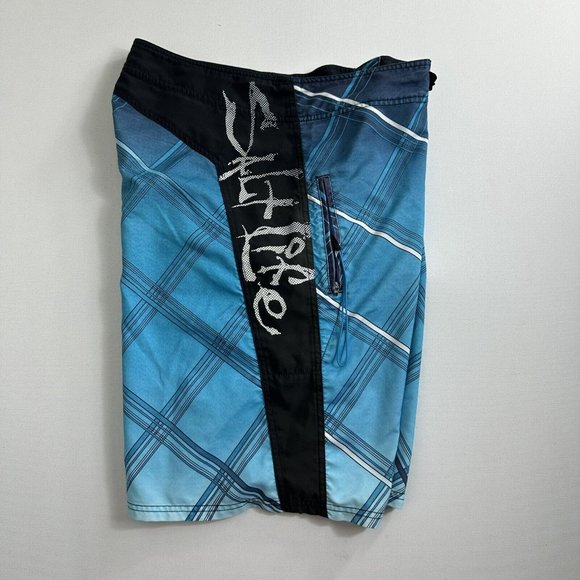 SALT LIFE Board Shorts Mens Size 36 Blue Black Stretch Beach Trunks Zip Pocket - Picture 2 of 8